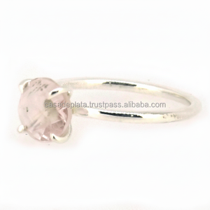 Anillo de Piedra Preciosa de Cuarzo Rosa, Plata de Ley 925, Chapado en Plata, Diseño Moderno, Joyería, Regalo de Aniversario, Boda, Fiesta - Product Image 1