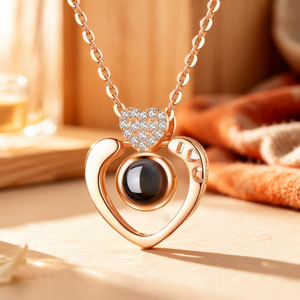 Collar con Colgante de Corazón Chapado <span class=keywords><strong>en</strong></span> Oro Rosa, Proyección de 100 <span class=keywords><strong>Idiomas</strong></span> <span class=keywords><strong>Te</strong></span> Amo, Medallón con Foto Personalizada, Regalo para Ella - Product Image 2