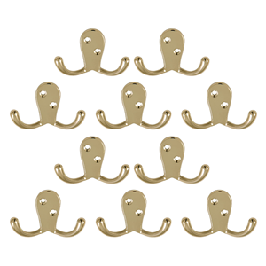 Ganchos Dobles Metálicos para Montar en la Pared, Acabado Dorado, Resistentes al Óxido, Perchero para Ropa, Uso en Baño y Cocina - Product Image 1