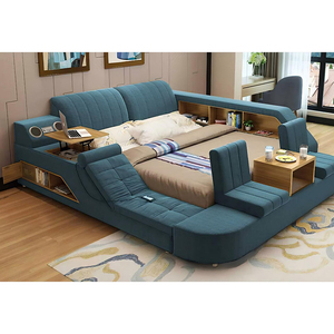 Giường ngủ đ<span class=keywords><strong>a</strong></span> năng hiện đại thiết kế mới, chất liệu da, tích hợp massage, kiểu tatami, giường thông minh với cổng sạc USB và loa - Product Image 4