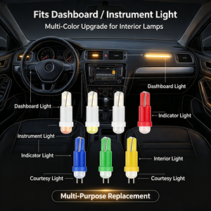 Ampoule LED COB T5 pour voiture, multicolores, blanc, rouge, vert, bleu, jaune, <span class=keywords><strong>rose</strong></span>, 12V, lampe de tableau de bord - Product Image 4