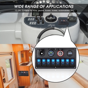 8 gang Marine thuyền chuyển đổi bảng điều chỉnh không thấm nước USB Type-C cổng ổ cắm LED Vôn kế 12V RV Rocker chuyển đổi chuyển đổi bảng điều chỉnh với Breaker - Product Image 6