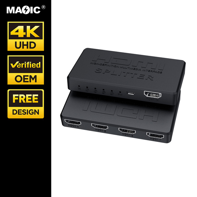 4K 30Hz HDMI Splitter 1 in 4 Out 1x4 HDMI Splitter Box for TV Monitor Projector Multi Display