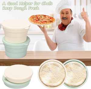 New 4Pcs Stackable Silicone Artisan Pizza Dough Proofing Boxes Proving Containers with Lids, <b>Collapsible</b> Pizza Slice Container - Product Image 4