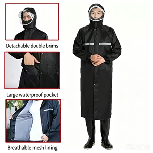 Impermeable Unisex de Tela Oxford Gruesa, Portátil, <span class=keywords><strong>Plegable</strong></span>, Ecológico, para Exteriores, con Sección Larga Anti-Tormenta - Product Image 6