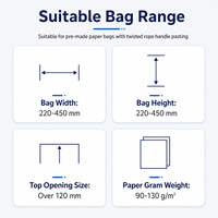 Machine à coller les poignées de sacs en papier à économie d'énergie, avec roulement de moteur, 35 pièces/min, pour sacs de courses en papier kraft et emballages industriels
