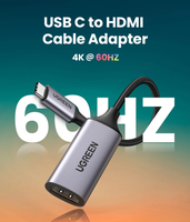 Câble USB Type C vers HDMI UGREEN 4K/60Hz Adaptateur USB C HDMI en nylon tressé avec coque en alliage d'aluminium