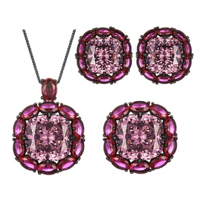 New Collection Eco-friendly Copper Black Gold Plated Square 14*14/12*12mm Zircon Pendant <b>Earrings</b> Jewelry <b>Sets</b> for Statement - Product Image 1