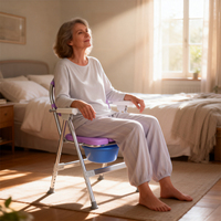 Chaise de toilette pliable en alliage d'aluminium JINDA avec support renforcé pour les personnes âgées, pour une utilisation en salle de bain, dotée d'un siège coussiné antidérapant