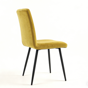 <span class=keywords><strong>Sedie</strong></span> da Pranzo in Velluto Giallo con Gambe in Metallo, Seduta Imbottita e Trapuntata, Comoda Sedia da <span class=keywords><strong>Cucina</strong></span> Senza Braccioli con Schienale Alto - Product Image 5