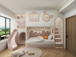 Cama litera <span class=keywords><strong>de</strong></span> madera maciza personalizable para niñas, diseño <span class=keywords><strong>de</strong></span> casa del árbol <span class=keywords><strong>de</strong></span> princesa, barreras <span class=keywords><strong>de</strong></span> seguridad, cama alta para apartamentos pequeños - Product Image 2