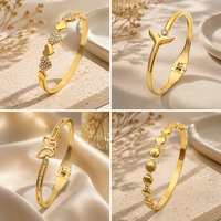 Assortiment de bracelets à breloques personnalisés en acier inoxydable, zircon et plaqué or 18 carats, motifs cœur, queue de baleine, papillon et coquillage, pour femmes