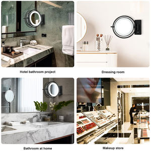 Beauté en acier inoxydable noir maquillage maquillage rond salle de bain LED vanité miroir intelligent avec lumières - Product Image 6