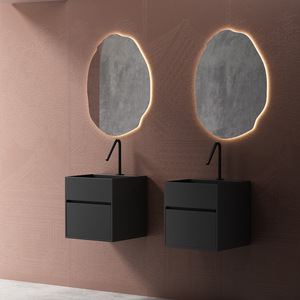 Vasque murale minimaliste moderne en acier inoxydable avec tiroir de rangement, meuble-lavabo flottant pour salle de bain, idéal pour petits espaces, hôtels et maisons - Product Image 2