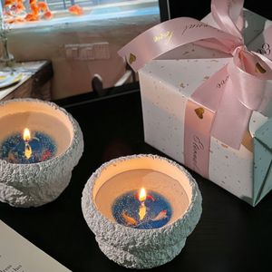 암석 질감 세라믹 용기 소이 왁스 캔들 플로럴 악센트 바이럴 스타일 공장 직판 니치 홈 프래그런스 선물 - Product Image 5