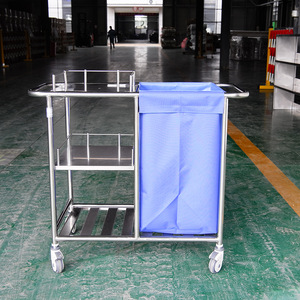 Carrito de Enfermería de Acero Inoxidable de Tres Niveles, 960x550x900mm, con Ruedas Silenciosas, Mueble de Hospital para Uso Médico - Product Image 2