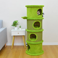 Arbre à chat cylindrique haut de gamme en bambou et sisal, avec lit pour chat tout-en-un, lavable, multicouche, moderne et personnalisé