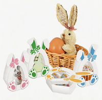 Lot de 10 boîtes en carton transparentes faites à la main avec fenêtre, motif lapin, pour emballage cadeau de chocolats, décoration de paquet d'œufs pour la fête de Pâques