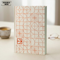 Carnet à couverture rigide en tissu à motifs géométriques personnalisés, relié et cousu, avec dorure à chaud, style minimaliste, grille de points artistique, pour notes et bullet journal