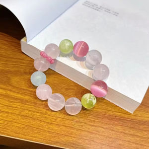 ナチュラルクリエイティビティDIY風水ヒーリングアクアマリンとピンククリスタルビーズブレスレットお土産 - Product Image 2