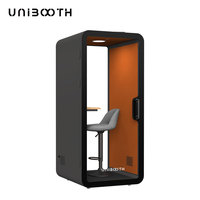 UNIBOOTH Cabine Silencieuse Préfabriquée pour Intérieur, Isolation Acoustique 33 dB, Ignifugation ISO 23351 (30-45 min), Montage Rapide, pour Salon, Commande en Gros