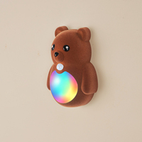 Lampe murale LED sans fil à détecteur de mouvement RGB rechargeable par USB, motif ours de dessin animé, pour décoration intérieure, escalier et chevet