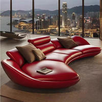 Modernes Wohnzimmer-Möbelset Italienisches Minimalistisches Sofa Ledersofa-Set für Wohnzimmer Mehrsitzer-Sofa-Set Villa-Sofa