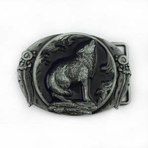 Hebillas de vaquero occidental de diseño vintage Hebilla de cinturón de forma ovalada de lobo de aleación de zinc para cinturón de cuero o accesorios de ropa - Product Image 6