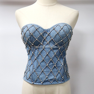 Top <span class=keywords><strong>bustier</strong></span> en jean <span class=keywords><strong>sans</strong></span> <span class=keywords><strong>bretelles</strong></span> sexy, corset de mode, <span class=keywords><strong>robe</strong></span> corset élégante <span class=keywords><strong>pour</strong></span> vêtements - Product Image 3