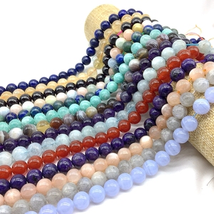 Chaîne de perles <span class=keywords><strong>en</strong></span> pierre naturelle 4 <span class=keywords><strong>mm</strong></span> -14mm cristaux ronds adaptés aux fournitures de fabrication de bijoux à bricoler soi-même - Product Image 1