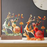 Escultura Artística de Resina Epoxi con Forma de Calabaza de Ciervo de la Suerte, Adorno para Sala de Estar, Mueble para Vino/TV, Entrada, Decoración del Hogar, Estilo Chino Nuevo