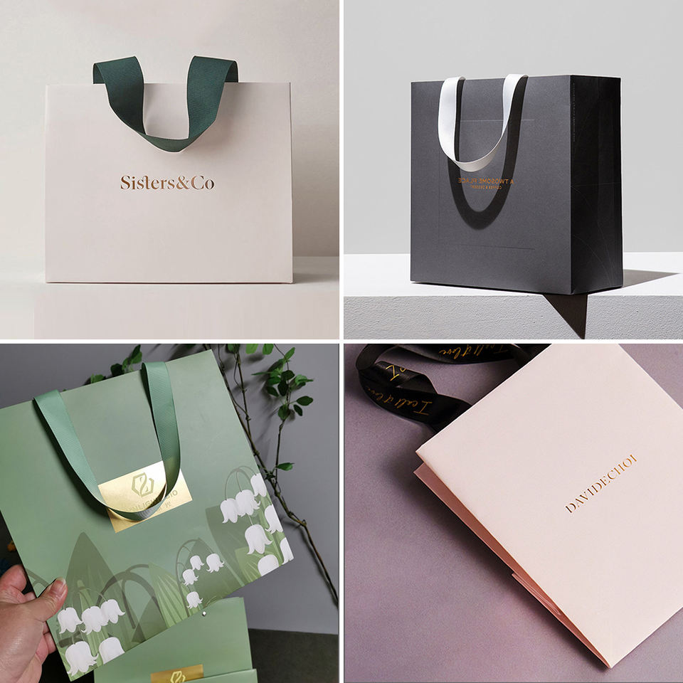 Wholesale Custom Printed Logo Luxury White Cardboard Paper Bag Retail ...