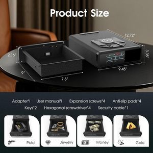 Tay Súng sinh trắc học an toàn với không dây sạc cho điện thoại & Xem 3 truy cập phương pháp để mở khóa nightstand ngăn kéo an toàn LED hiển thị - Product Image 6