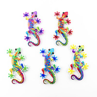 Personalizado Animal Color fuegos artificiales Gecko resina nevera imán artesanía medalla de oro refrigerador grande magnético
