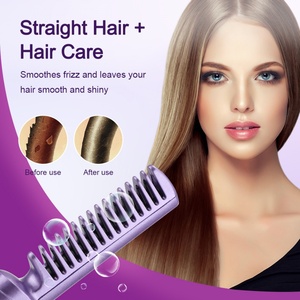 Fast <b>Heated</b> Cordless Straightener Brush Mini Hot Comb Styling Portable <b>USB</b> Rechargeable Electric Wireless Hair Straightening Com - Product Image 6