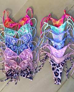 주문 로고 상표 꼬리표 프릴 손질 동점 측 비키니 수영복 2022 2 조각 수영복 - Product Image 1