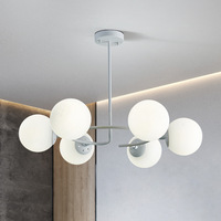 Lustre Sputnik Minimaliste Moderne, Suspension Réglable en Fer et Verre, Lumière Blanche Chaude, Intensité Variable, pour Intérieur, Maison, Bureau, Hôtel