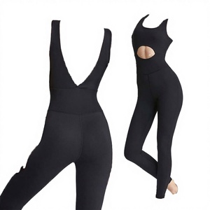 Mono deportivo de moda con espalda en V para mujer, ajustado, de una pieza, para yoga, baile, entrenamiento, fitness, de spandex/nailon de secado rápido - Product Image 3