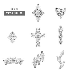 Lotus Wholesale G23 <b>Titanium</b> Internal Threaded Top Labret <b>Stud</b> Moissanite Helix Earring Body Piercing Jewelry for Men Women - Product Image 1