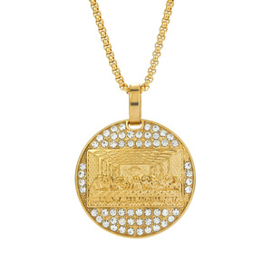 สร้อยคอสแตนเลสสำหรับผู้ชายทำจากเหล็กสแตนเลสสำหรับทานอาหารเย็นล่าสุดสร้อยคอชุบทองสิบสามสำหรับงานปาร์ตี้ - Product Image 1