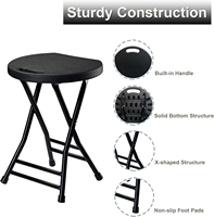 Tabouret de jardin pliable léger et portable avec trou de transport, structure métallique pliable, tabouret de patio extérieur, design gain de place