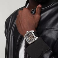 NORTH EDGE Montre mécanique de luxe pour homme, montre automatique squelette, lumineuse, étanche 100M, montre-bracelet SPACE X