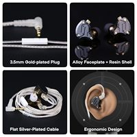 Auriculares intrauditivos híbridos KZ ZS10 Pro X 4BA+1DD para gaming, audiófilos, músicos, DJ y escenario, con cable desmontable IEM