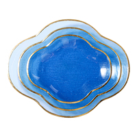Assiette en verre sans plomb de luxe nordique, forme quadrifoliaire, bord doré, texture martelée, écologique, pour desserts et salades, idéale pour les fêtes