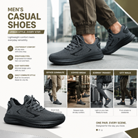 Chaussures décontractées pour hommes, style chaussette respirante, en maille tricotée, avec motif graphique, semelle plateforme épaisse, pour la marche