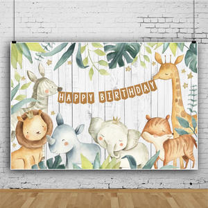 Fondo con dibujos de animales para fiesta de Cumpleaños de Niños, material de fotografía de comercio exterior, Fondo de fotografía, tela, sombra, pasillo - Product Image 6
