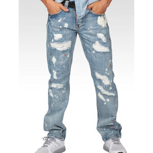 <span class=keywords><strong>Disai</strong></span> Make Jeans para hombre Slim Straight Premium Bleach Washed Distressed Paint Splatter Jeans - Product Image 2