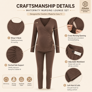 Venta al por Mayor/OEM de Fábrica: Conjunto de Ropa Interior Térmica para Mujeres Embarazadas, Ropa de Maternidad de Calidad para Posparto y <span class=keywords><strong>Lactancia</strong></span>, Pijamas de <span class=keywords><strong>Lactancia</strong></span> - Product Image 4