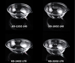 Ciotola in Plastica Rotonda <span class=keywords><strong>PET</strong></span> RPET Trasparente Rigida Monouso per Insalata Dessert Frutta Cibo da Asporto all'Ingrosso - Product Image 1