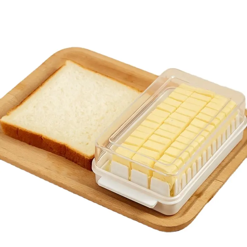 Caixa de plástico para cortar manteiga, recipiente para armazenar alimentos e cozinha, cortador de queijo, cortador, bandeja, recipiente com tampa